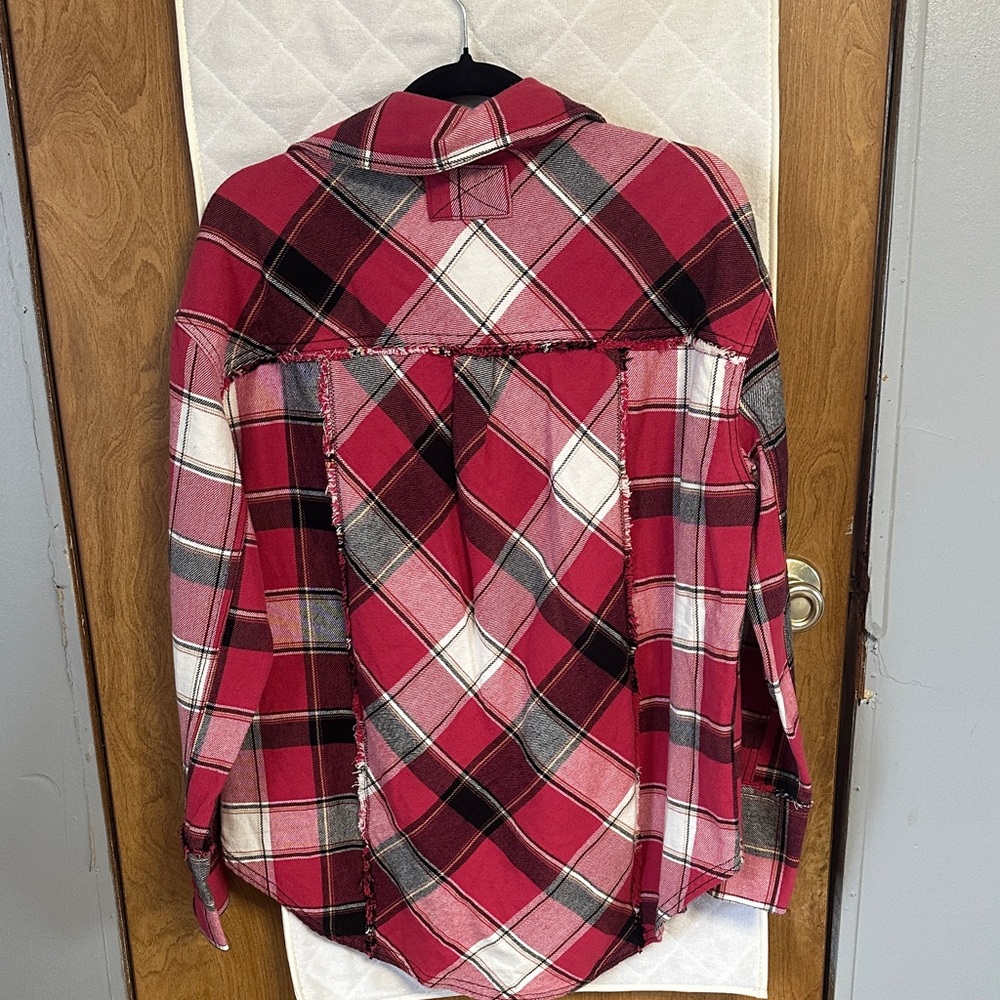 We The Free Burgundy and White Plaid Shirt - Picture 4 of 4